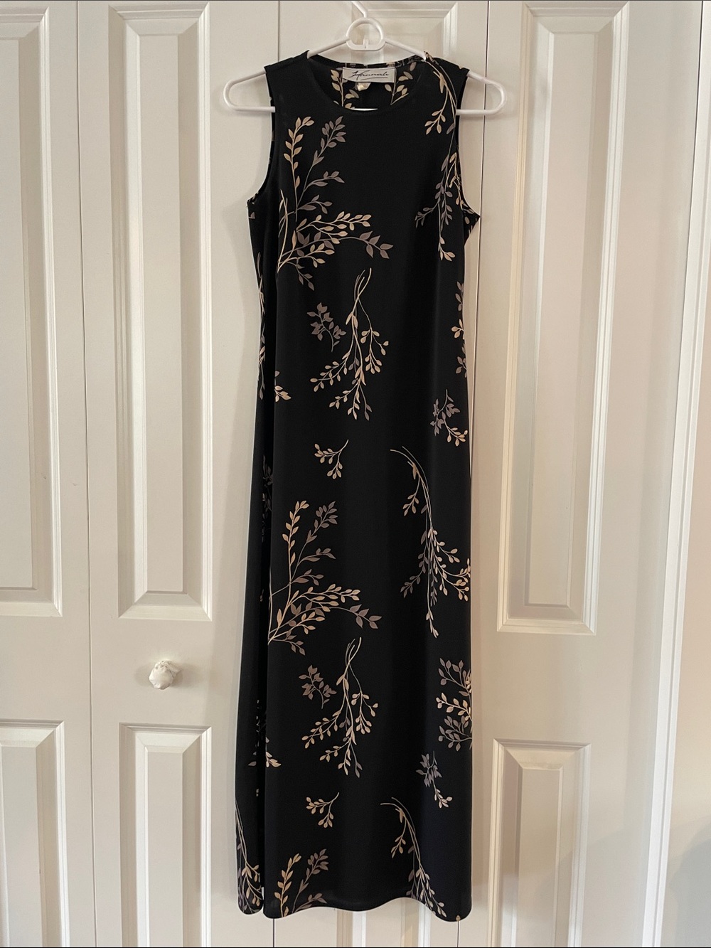 Hannah Black Maxi Dress with Beige Floral Print